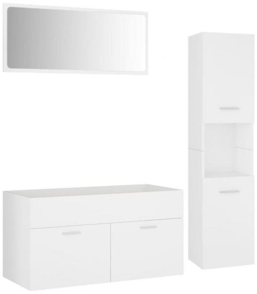 vidaXL Badmöbel-Set Weiß Spanplatte, 90 x 38,5 x 46 cm Bild 1