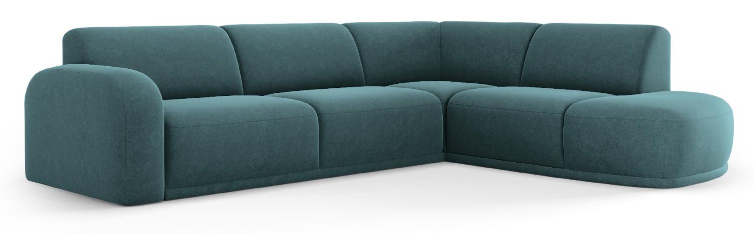 Micadoni Ecksofa Erin 4-Sitzer 1 Armlehne Rechts Samtstoff Petrol Bild 1