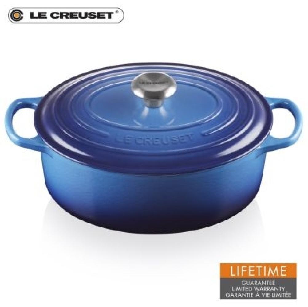 Le Creuset Bräter 'Signature' , Gusseisen , Oval, für alle Herdarten und Induktion geeignet, Azure, 33,0 cm Bild 1