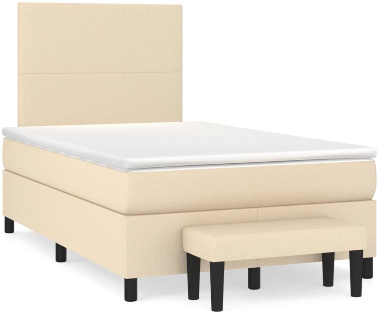 vidaXL Boxspringbett mit Matratze Stoff Creme 120x200 cm, Härtegrad: H2 [3136426] Bild 1