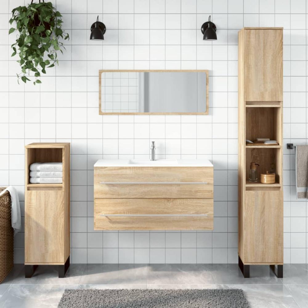 vidaXL Badschrank mit Spiegel Sonoma-Eiche Holzwerkstoff 833881 Bild 1