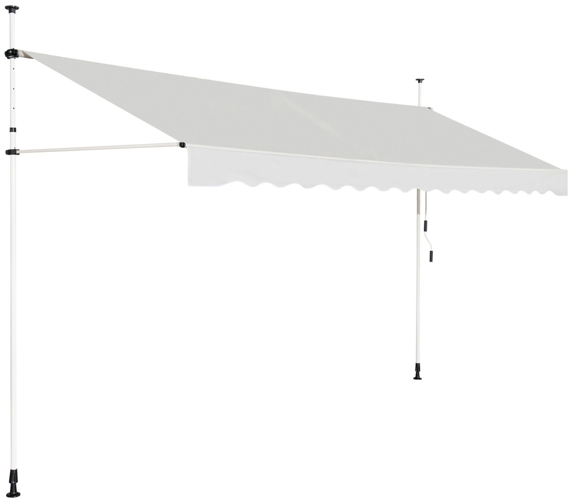 395 cm Breit Klemmmarkise ohne Bohren UV-beständige Balkonmarkise Höhenverstellbare Markise Beige Bild 1
