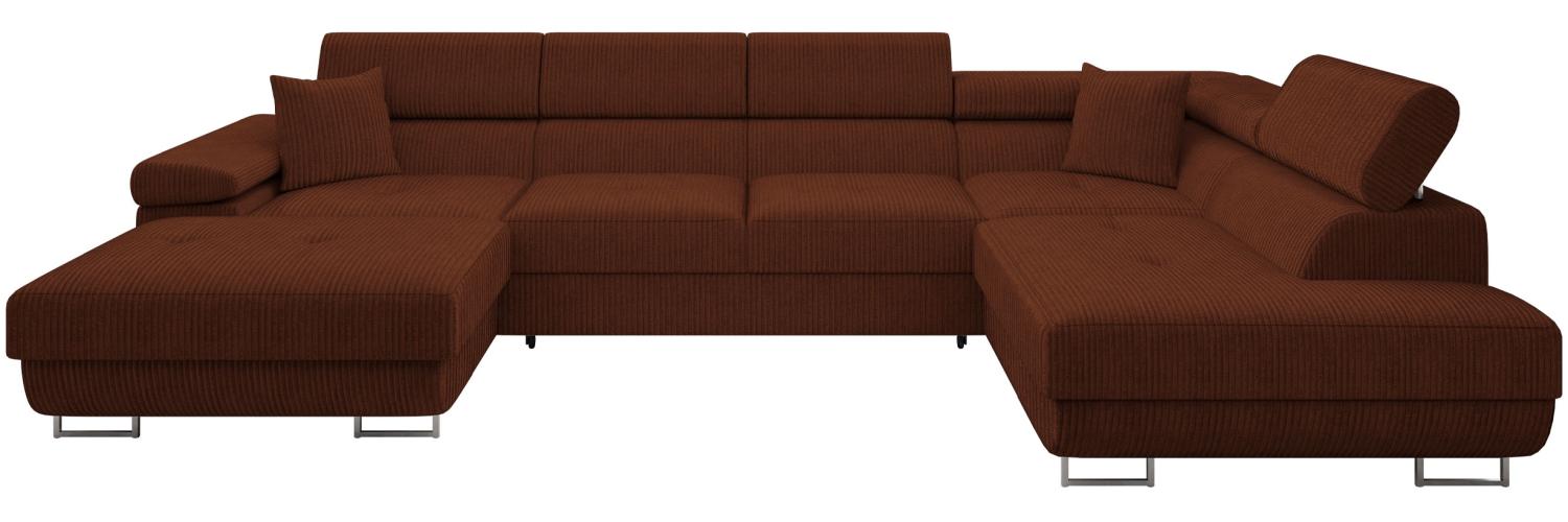 Ecksofa Torezio Bis Cord mit Bettkasten, Schlaffunktion und Einstellbare Kopfstützen (Farbe: Poso 39, Seite: Rechts) Bild 1