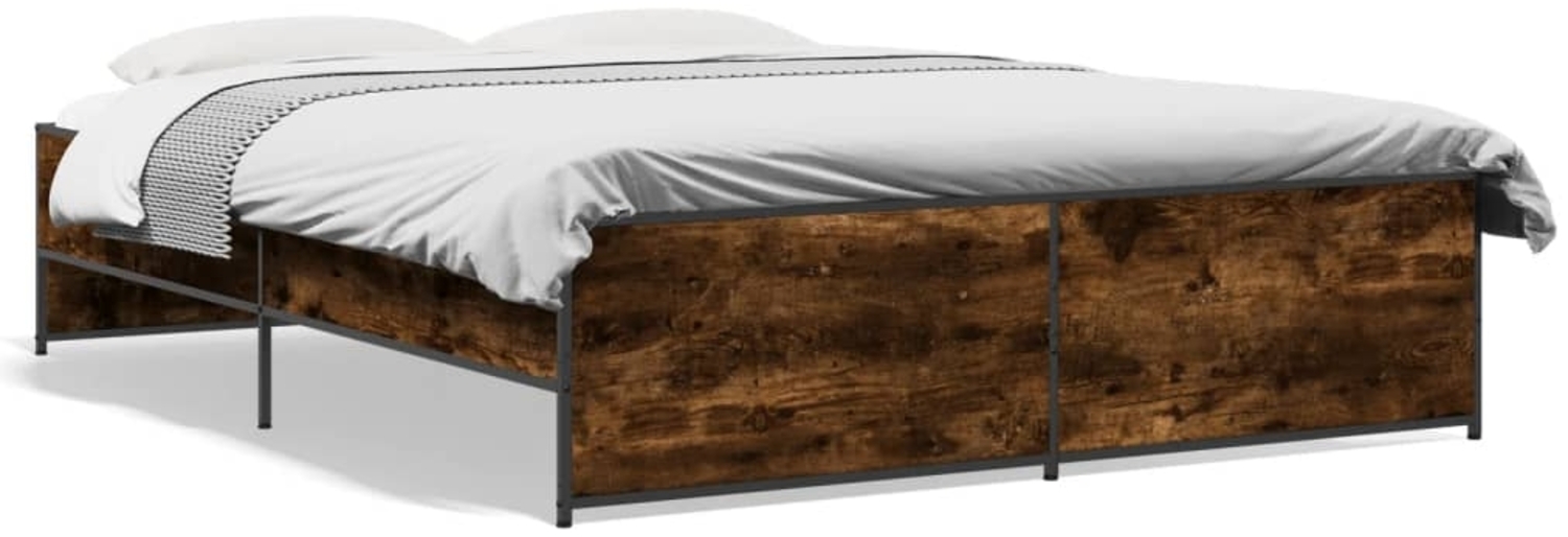 vidaXL Bettgestell Räuchereiche 160x200 cm Holzwerkstoff und Metall 3279879 Bild 1