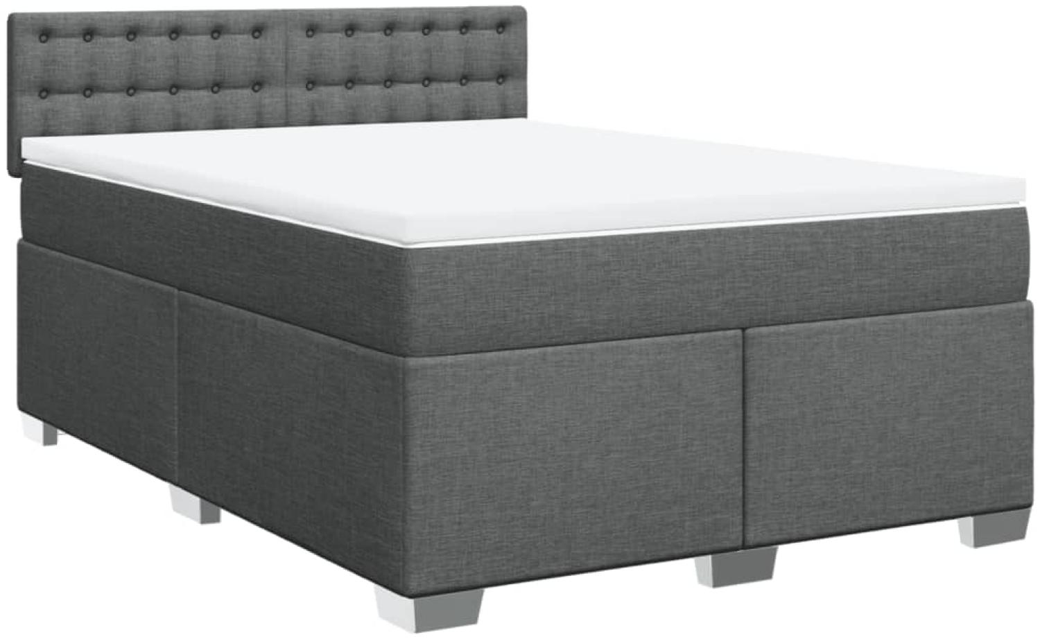 vidaXL Boxspringbett mit Matratze Dunkelgrau 140x200 cm Stoff 3285926 Bild 1