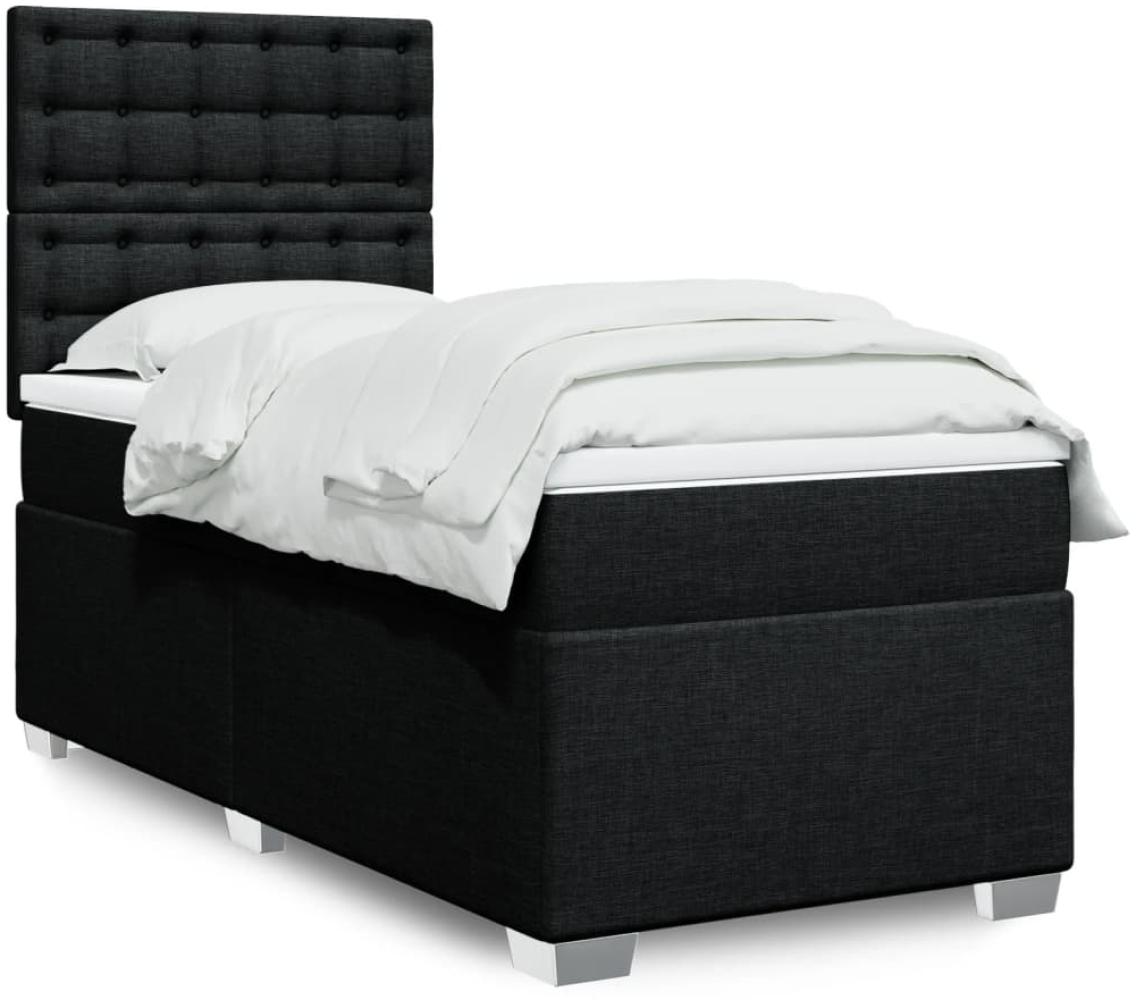 vidaXL Boxspringbett mit Matratze Schwarz 100x200 cm Stoff 3292715 Bild 1