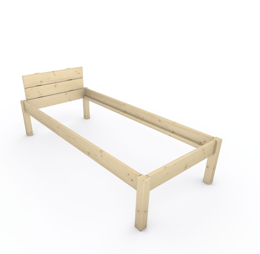 Pfostenbett "metallarm" Fichte Holzbett "Daybett" 90 x 210cm 48cm Einzelbett Bild 1