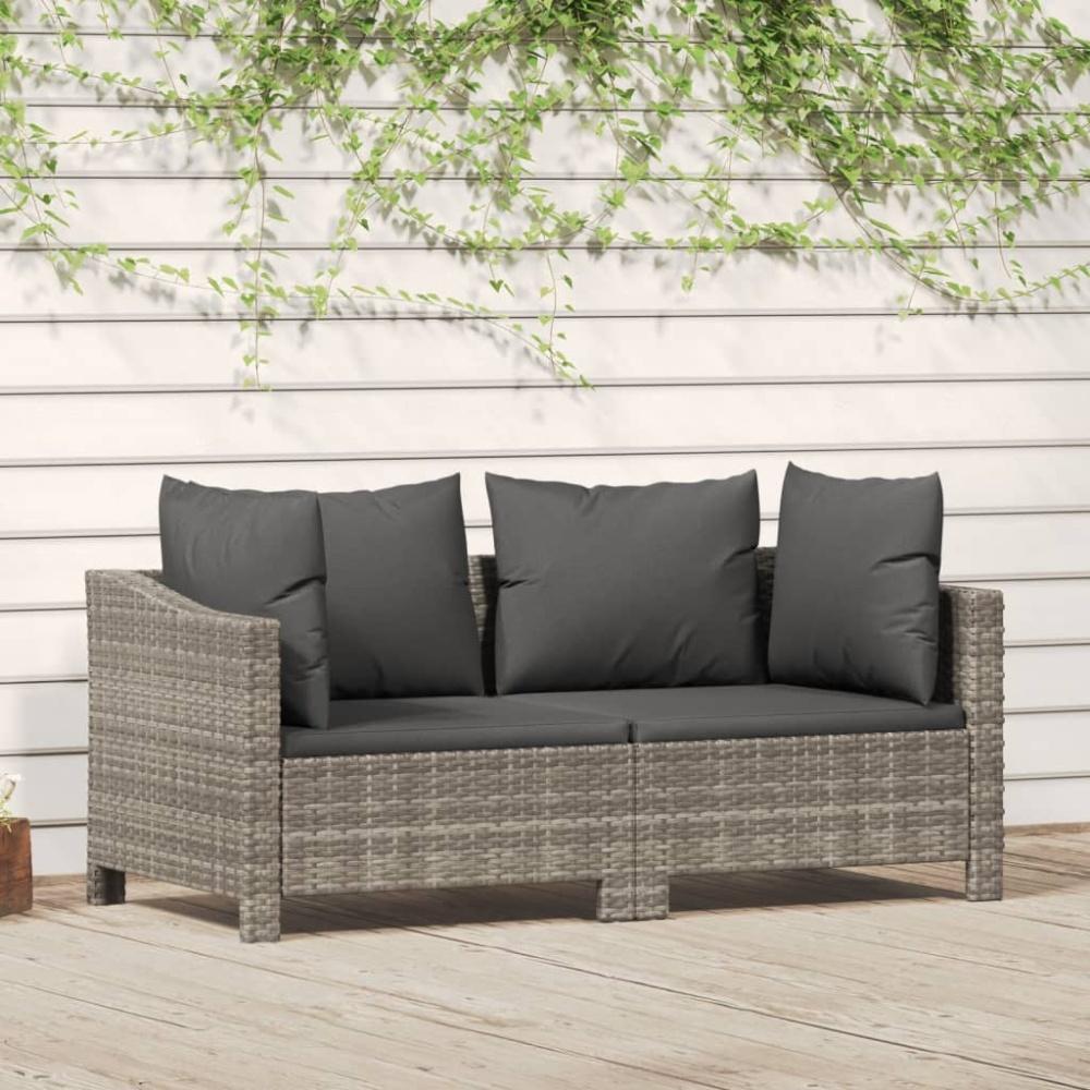 vidaXL 2-tlg. Garten-Lounge-Set mit Kissen Grau Poly Rattan 362684 Bild 1