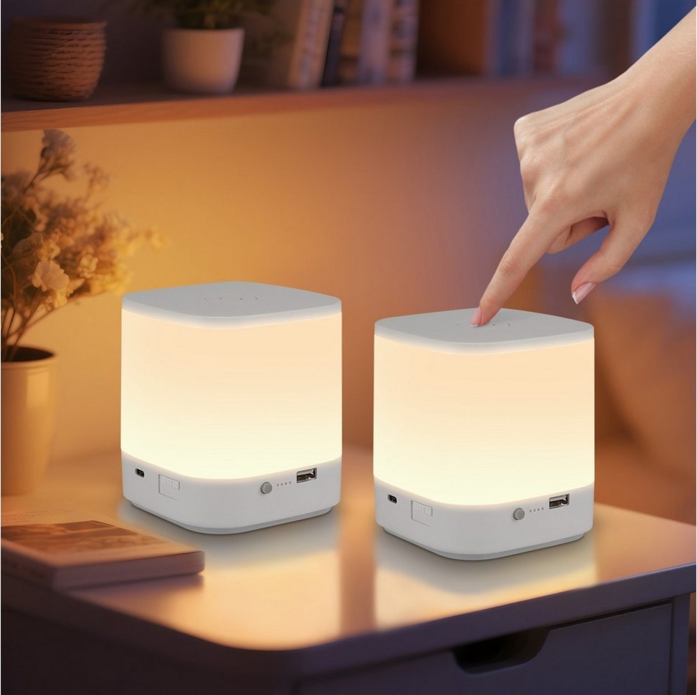 Nettlife LED Nachttischlampe Touch Dimmbar Akku 3600mAH USB Aufladbar Weiß Kabellos, Dimmbar, LED fest integriert, mit 3 Farbtemperaturen&Timing Funktion Nachtlicht Bild 1