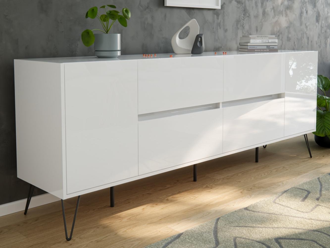 Magnolia Home 'Heros' Sideboard mit SoftClose, Holz weiß, 72 x 42 x 199 cm Bild 1