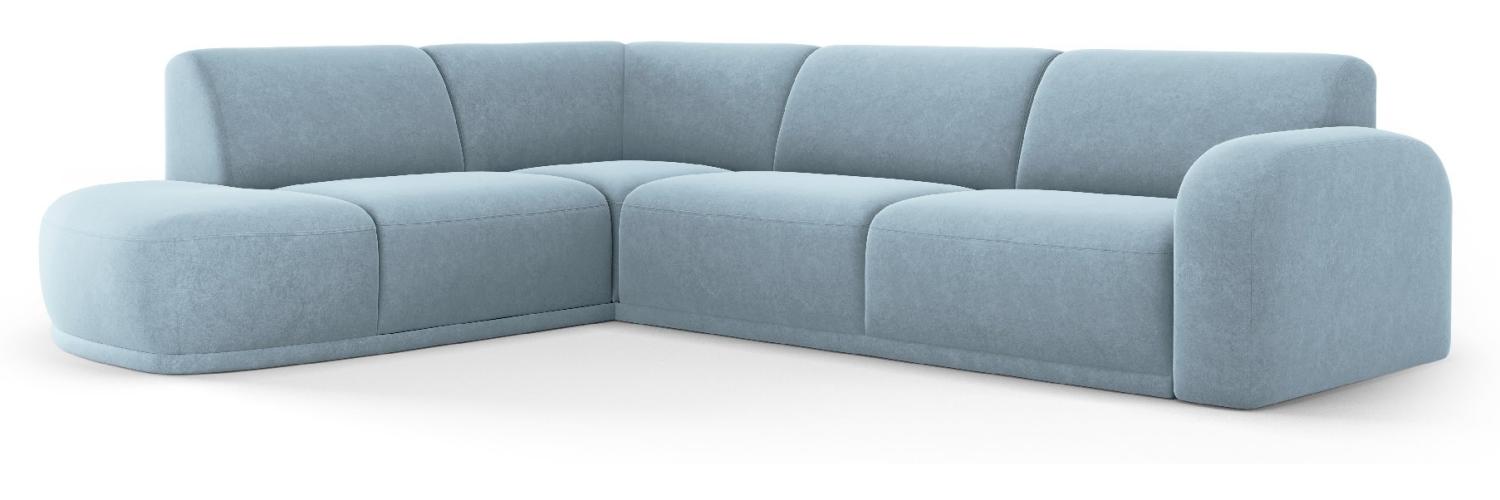 Micadoni Ecksofa Erin 4-Sitzer 1 Armlehne Links Samtstoff Hellblau Bild 1