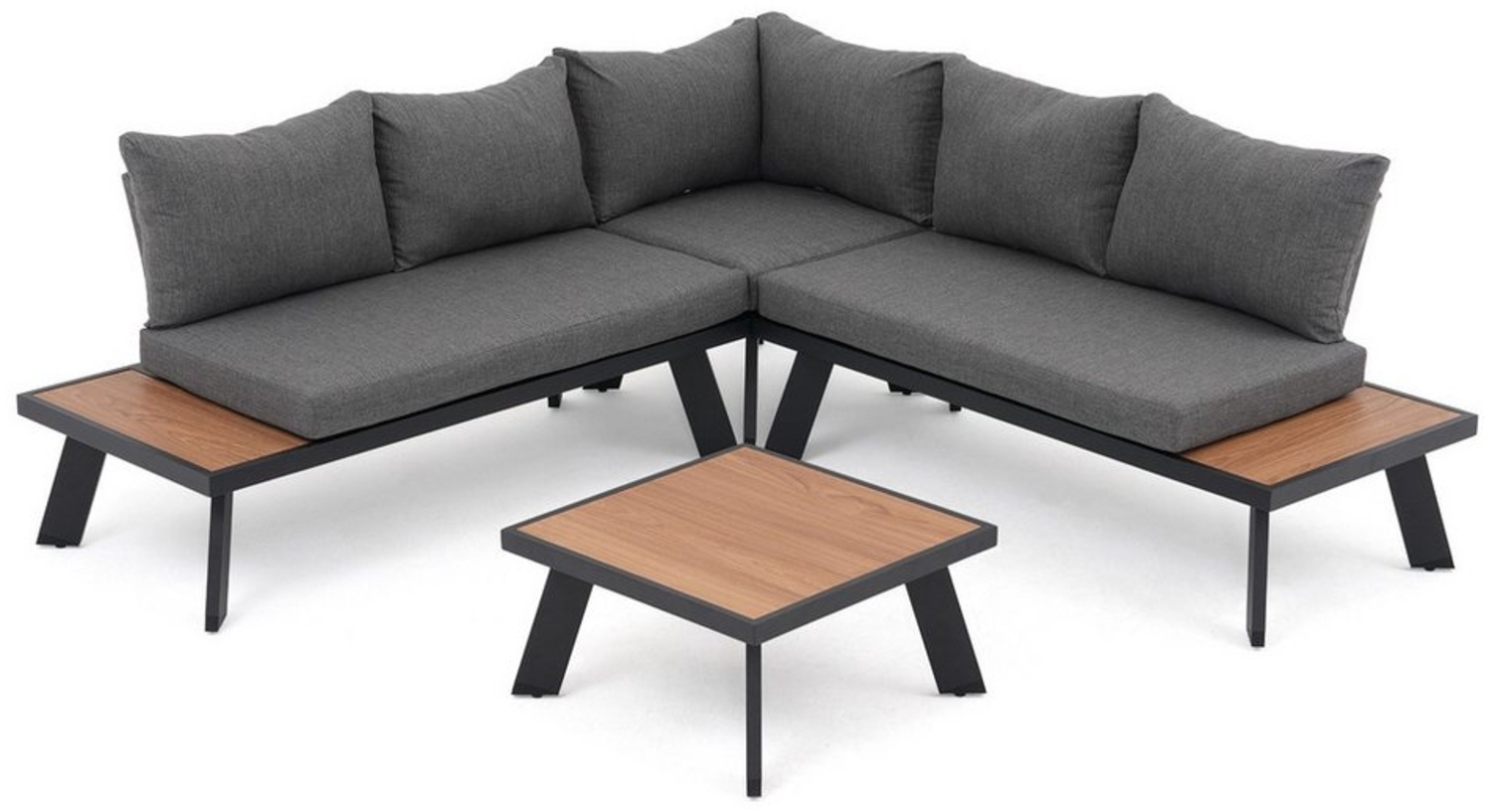 JOIVI Gartenlounge-Set Gartenlounge Set aus Aluminium, Gartensofa Set für 4-5 Personen, (Sitzgruppe mit Couchtisch mit Holzmaserung), Ecklounge für Garten, Terrasse und Balkon, Grau Bild 1