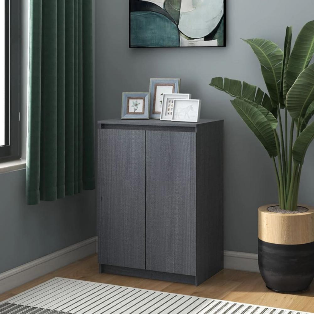 Sideboard Grau 60 x 36 x 84 cm Massivholz Kiefer Bild 1