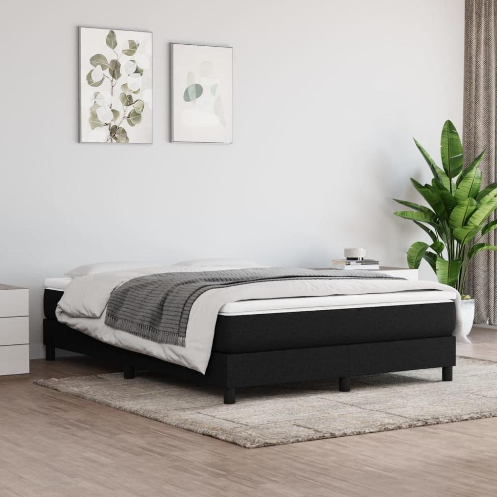 vidaXL Boxspringbett mit Matratze Schwarz 160x200 cm Stoff 3144087 Bild 1