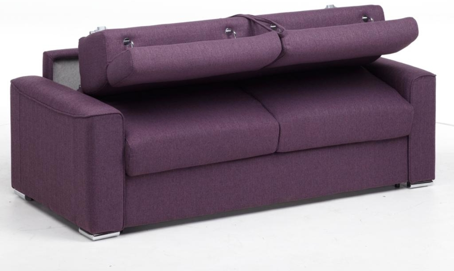 Schlafsofa 3-Sitzer Stoff VIZIR - Violett - Liegefläche: 140 cm - Matratzenhöhe: 14 cm Bild 1