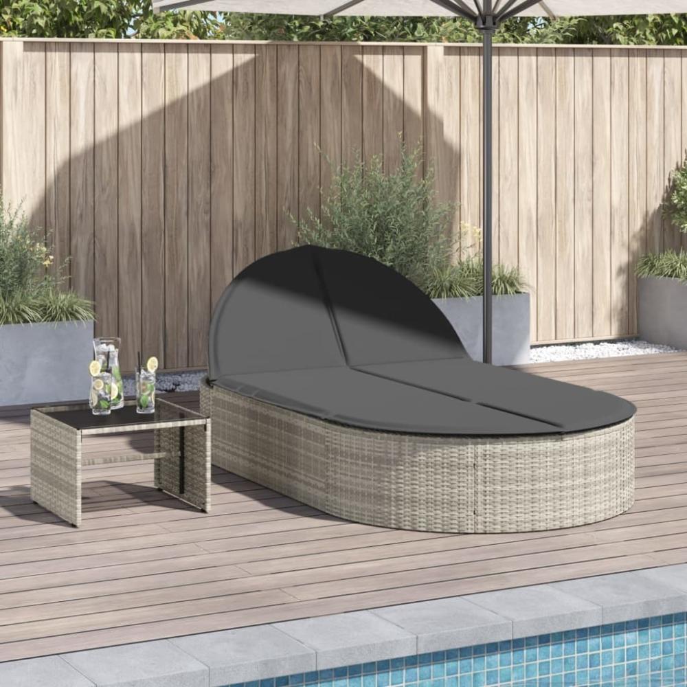 vidaXL Doppel-Sonnenliege mit Kissen Hellgrau Poly Rattan 368651 Bild 1