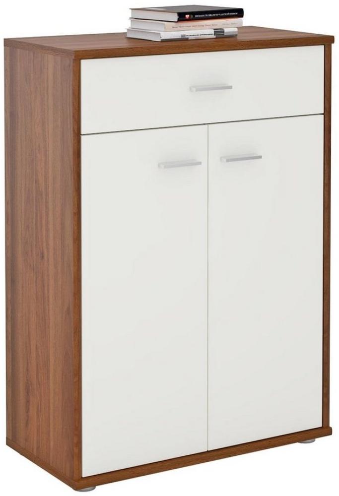 CARO-Möbel Kommode Sideboard Schrank Tommy in nussbaum/weiß, Anrichte Highboard mit Schublade und 2 Türen Bild 1