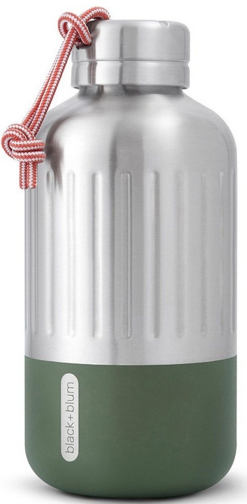 Trinkflasche Isolierflasche 0,65L Edelstahl black+blum olive BAM-EIWB-S010 Bild 1