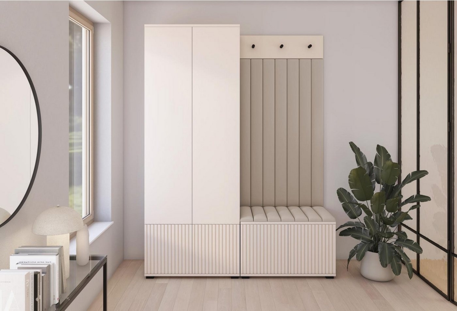 Compleo Garderoben-Set mit Sitbank, 2 Türen, Elegant design, Kaschmir Bild 1