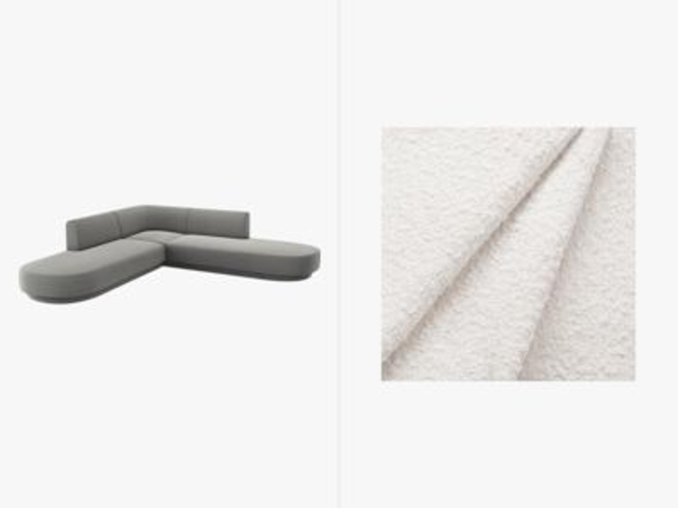 Micadoni 5-Sitzer Symmetrisches Ecksofa Miley Boucle Weiß Kunststoff schwarz Bild 1