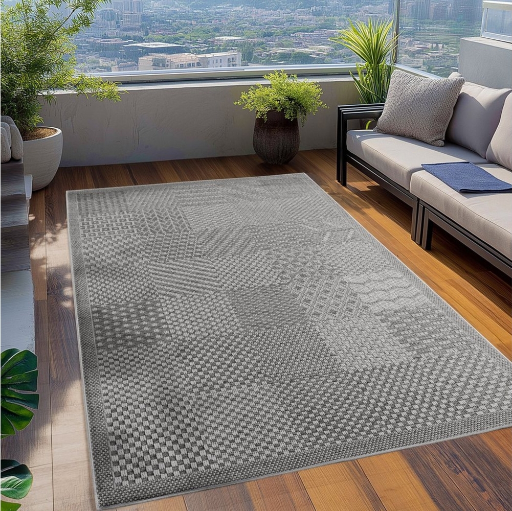 Teppium Teppich Einfarbiger Geflochtener Teppich, Rechteckig, Höhe: 5 mm, Indoor Outdoor Teppich Wetterfest 3D Optik Wohnzimmer Küchen Terrasse Bild 1