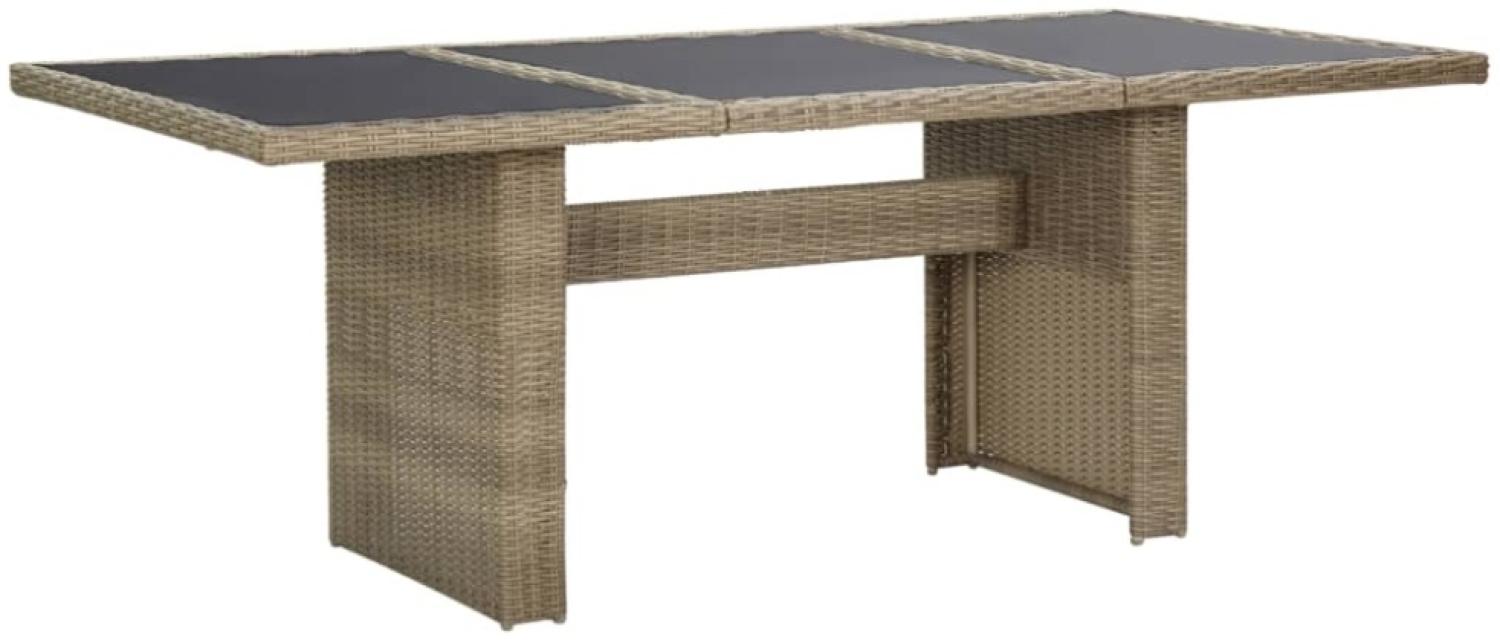 Garten-Esstisch Braun 200 x 100 x 74 cm Glas und Poly Rattan Bild 1