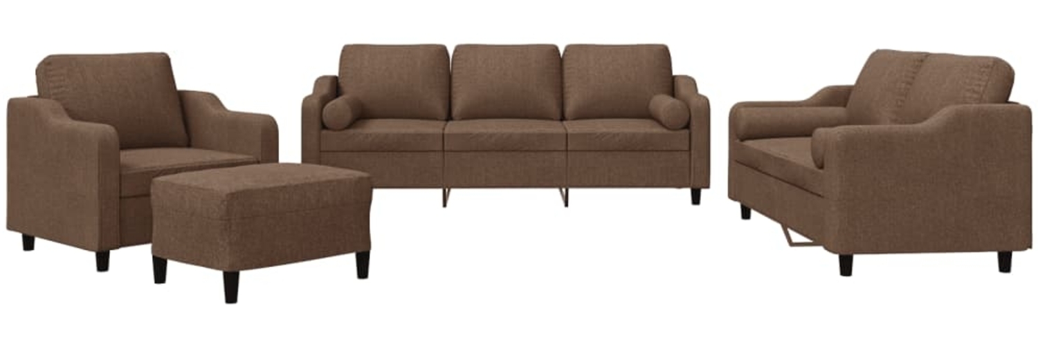 vidaXL 4-tlg. Sofagarnitur mit Kissen Braun Stoff 3201797 Bild 1