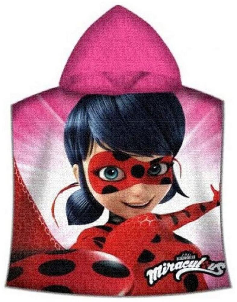 BERONAGE Kapuzenhandtuch Miraculous Ladybug Kinder-Kapuzen-Bade-Poncho Pink 60x120 cm, 100% Baumwolle, Frottee in Velours-Qualität Bild 1