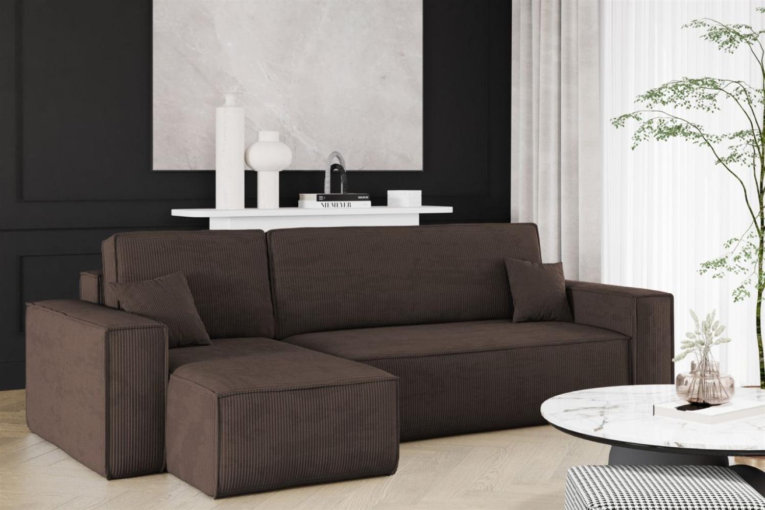 Ecksofa Schlafsofa Sofa MARIS Stoff Poso Braun Ottomane Links Bild 1