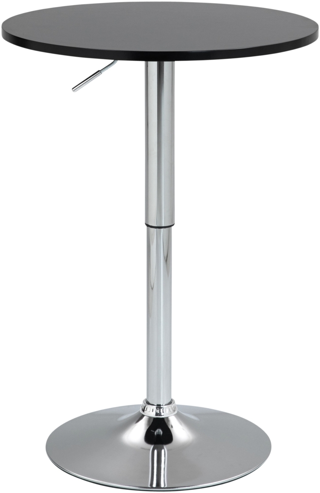DELUKE® 2in1 Stehtisch Höhenverstellbar Ø 60cm CHERI - 106cm Hoch, Metall Gestell | Bistrotisch Gastro Bartisch Rund Wetterfest Outdoor Indoor Camping Bistrotisch Balkonmöbel, Schwarz-Silber Bild 1
