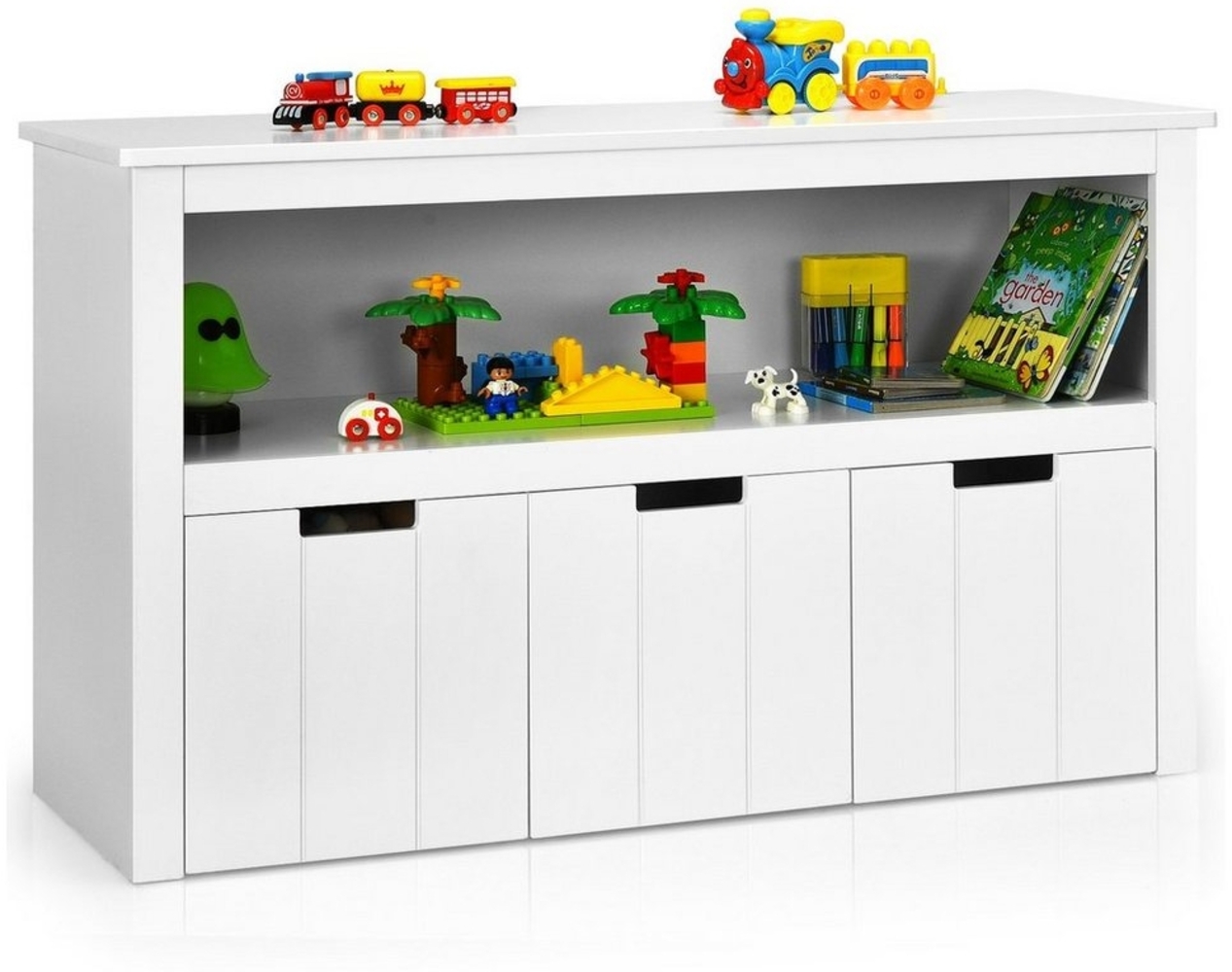 COSTWAY Bücherregal, 3 Schubladen mit Rädern, für Kinder 102 x 33 x 61,5 cm Bild 1