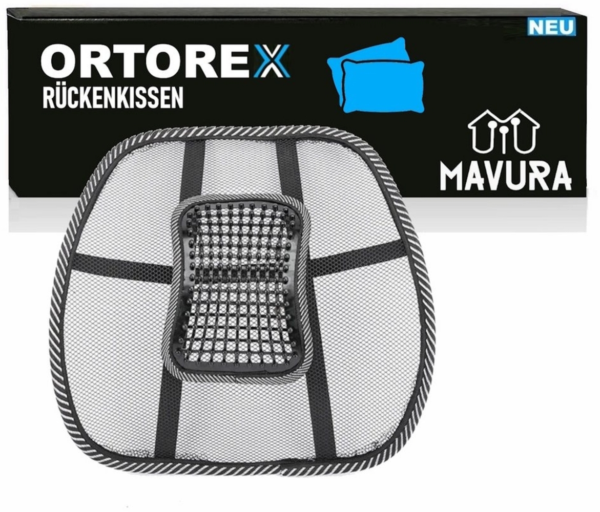 MAVURA Rückenkissen ORTOREX Ergonomische Lordosenstütze Rückenstütze Rückenlehne, Lendenkissen Lendenwirbelstütze, Rücken Stütze Stuhl Auto Büro Sitz Sessel Bild 1