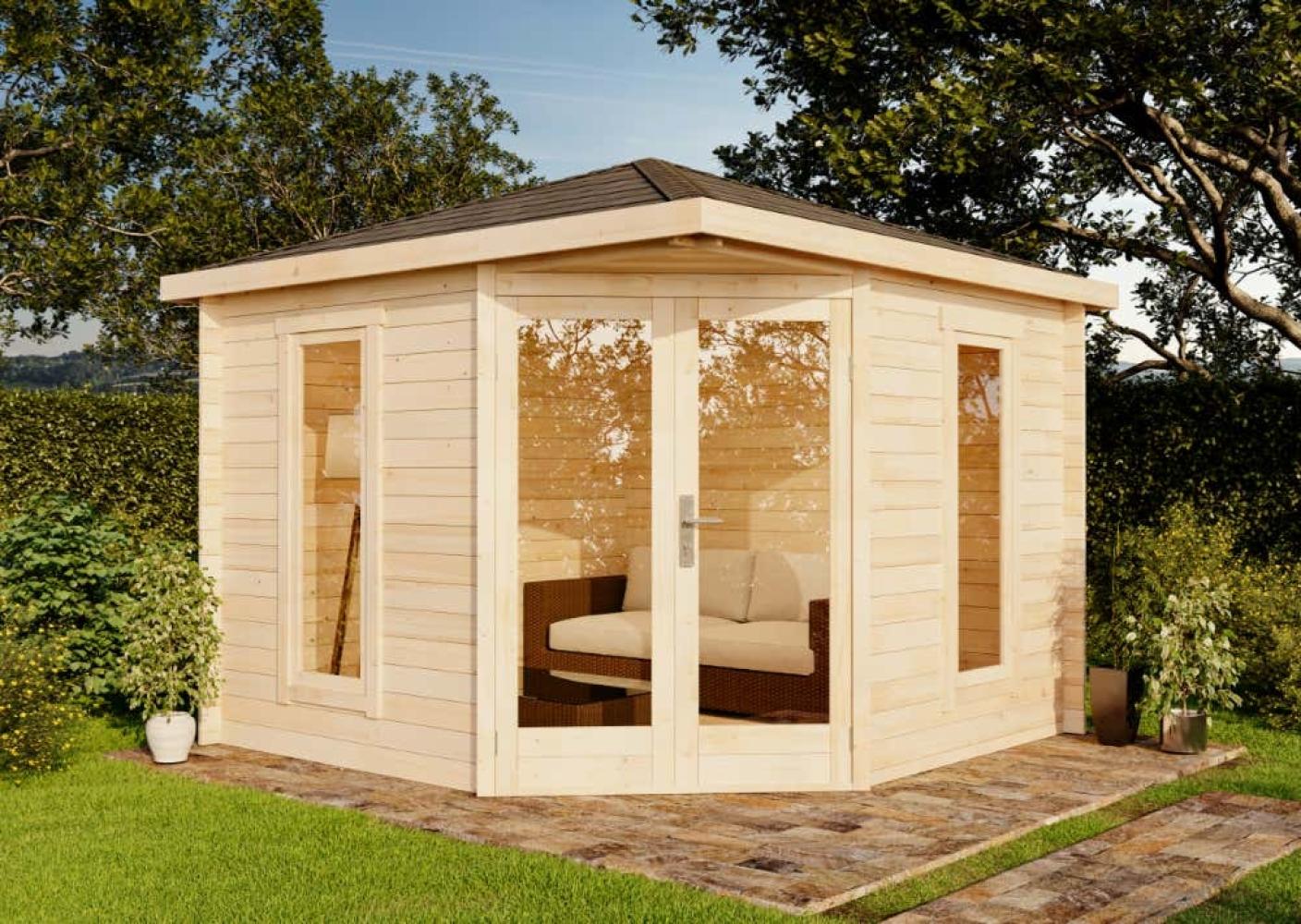 Alpholz 5-Eck Gartenhaus Liwa Compact Gartenhaus aus Holz Holzhaus mit 28 mm Wandstärke Blockbohlenhaus mit Montagematerial Bild 1