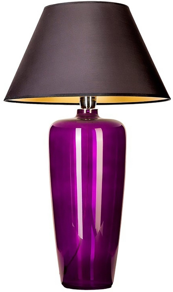 Tischlampe Glas lila schmal mit Lampenschirm schwarz Bild 1