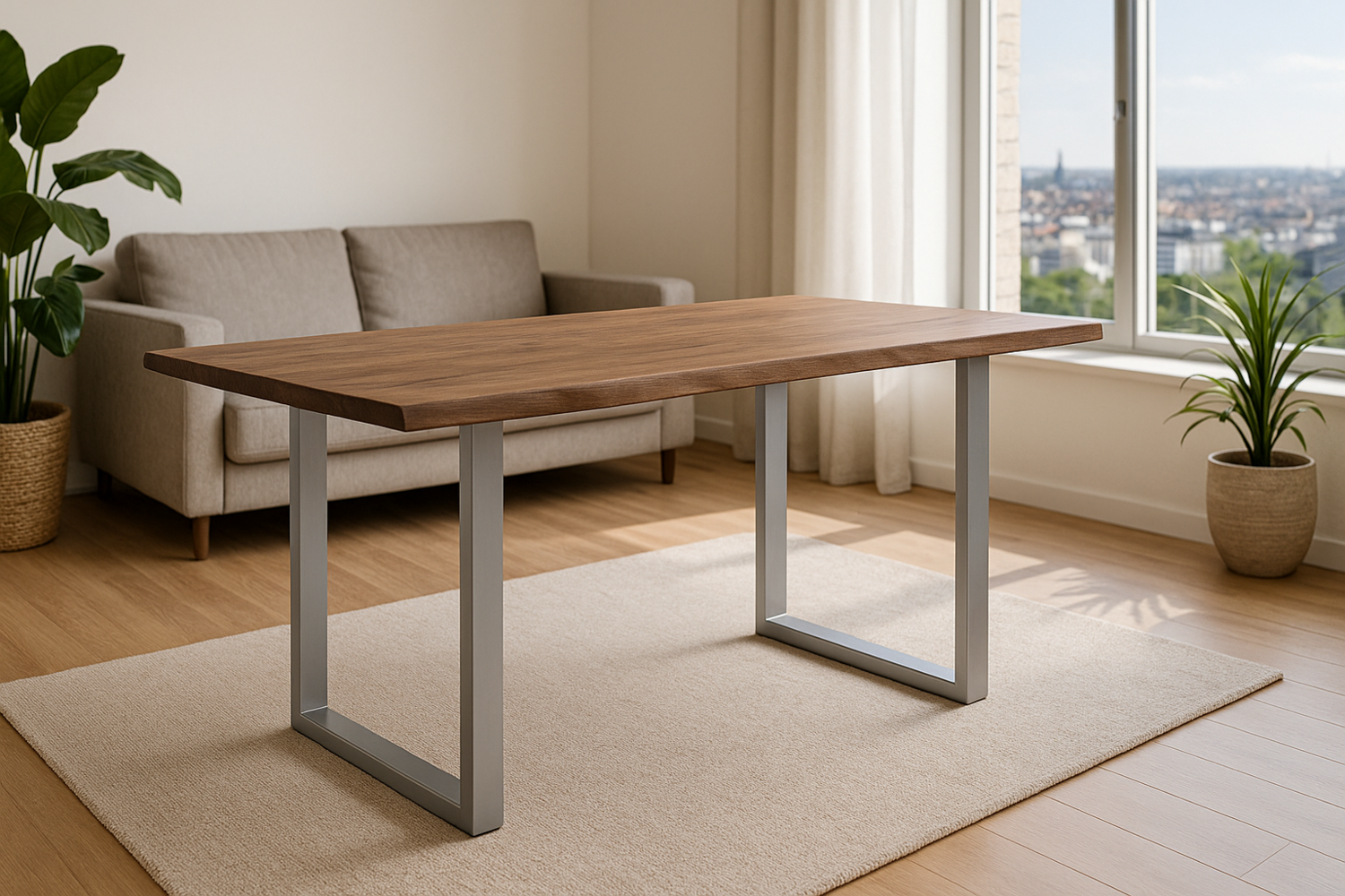 Esstisch Baumkante massiv Akazie stonefarben 180 x 90 cm silber LAURINA 71268120 Bild 1