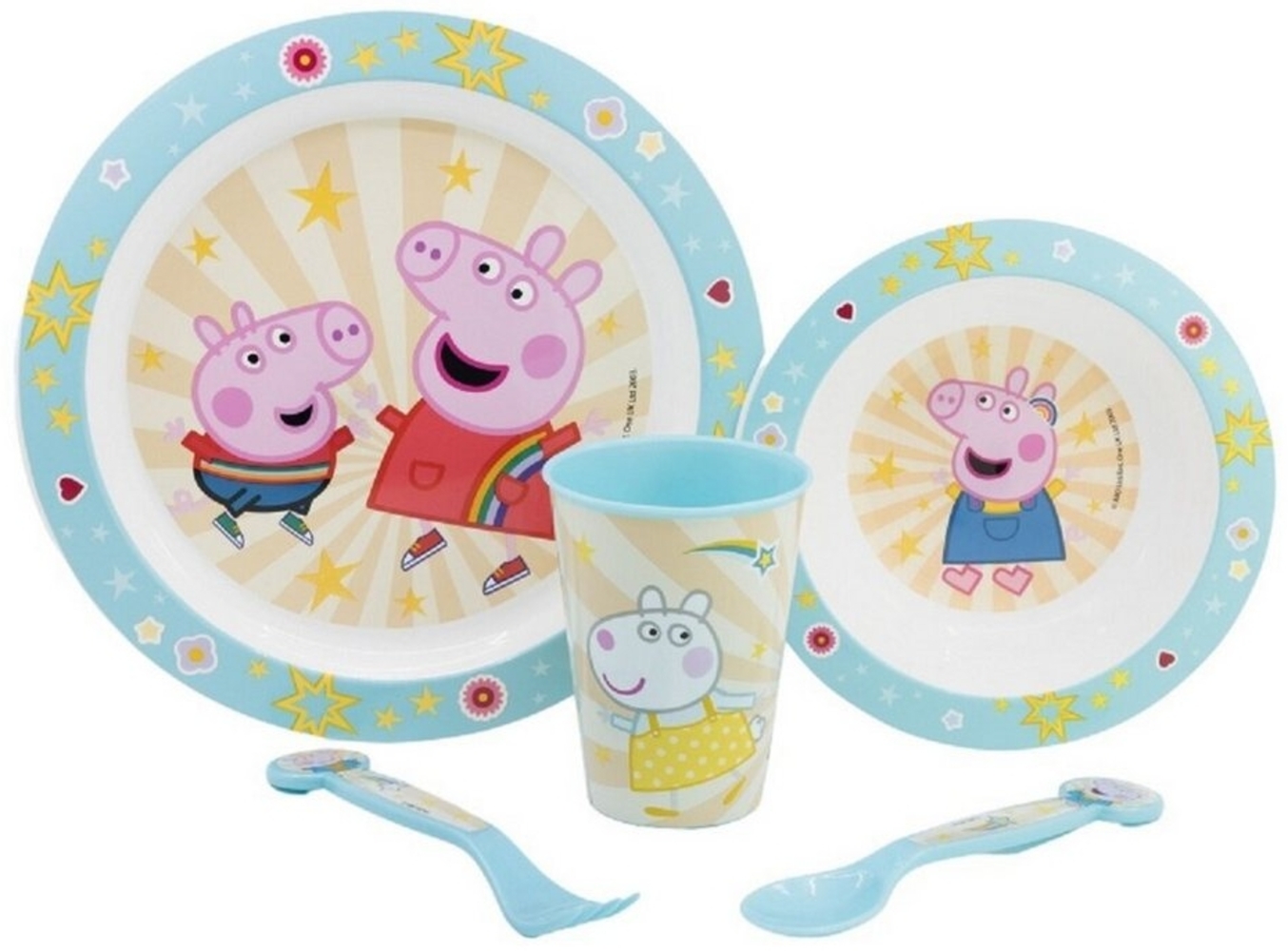 Peppa Pig Teller-Set –Mikrowellengeeignet 5-teiliges Kindergeschirr mit rutschfestem Boden Bild 1