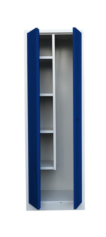 Flügeltürschrank Kleiderschrank Stahl Besenschrank Putzschrank PutzSpind Putzmittelschrank Lichtgrau/Blau 510721 Bild 1