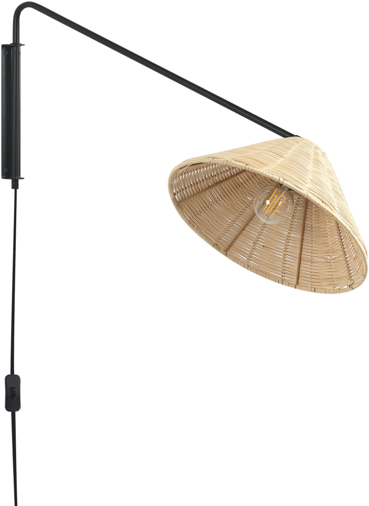 Wandlampe PALENA verstellbar Rattan Natürlich Bild 1