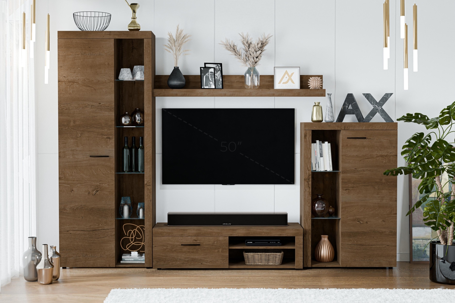 AX LIVING Spacoro Wohnwand Eiche Lefkas Wohnzimmerschrank 270 cm Bild 1