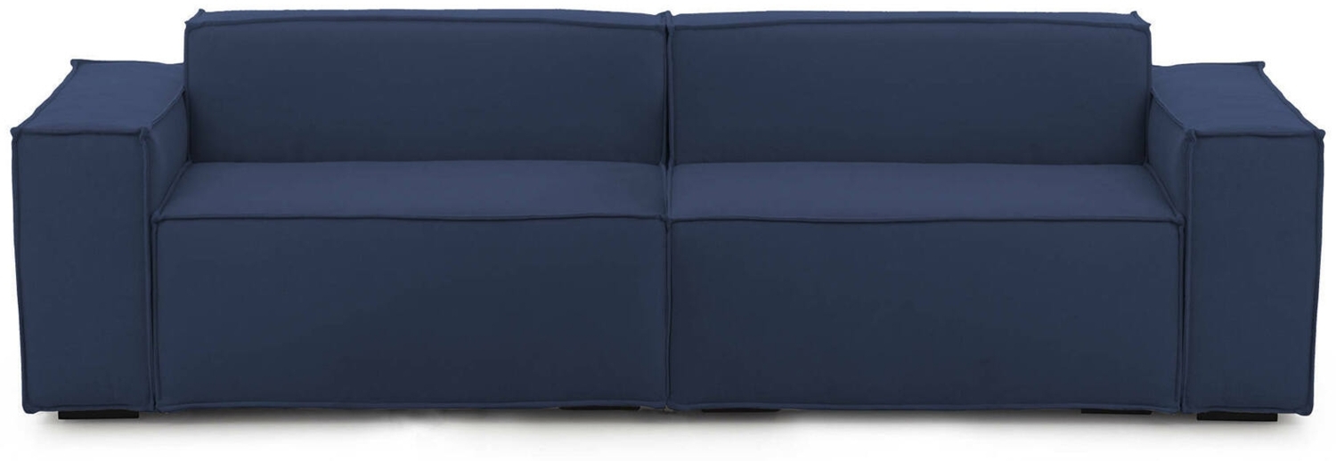 Dmora 3-Sitzer festes Sofa Argo, lineares modulares Sofa, modernes Wohnzimmersofa aus Stoff, 100 % Made in Italy, 260 x 95 x 70 cm, Blau Bild 1