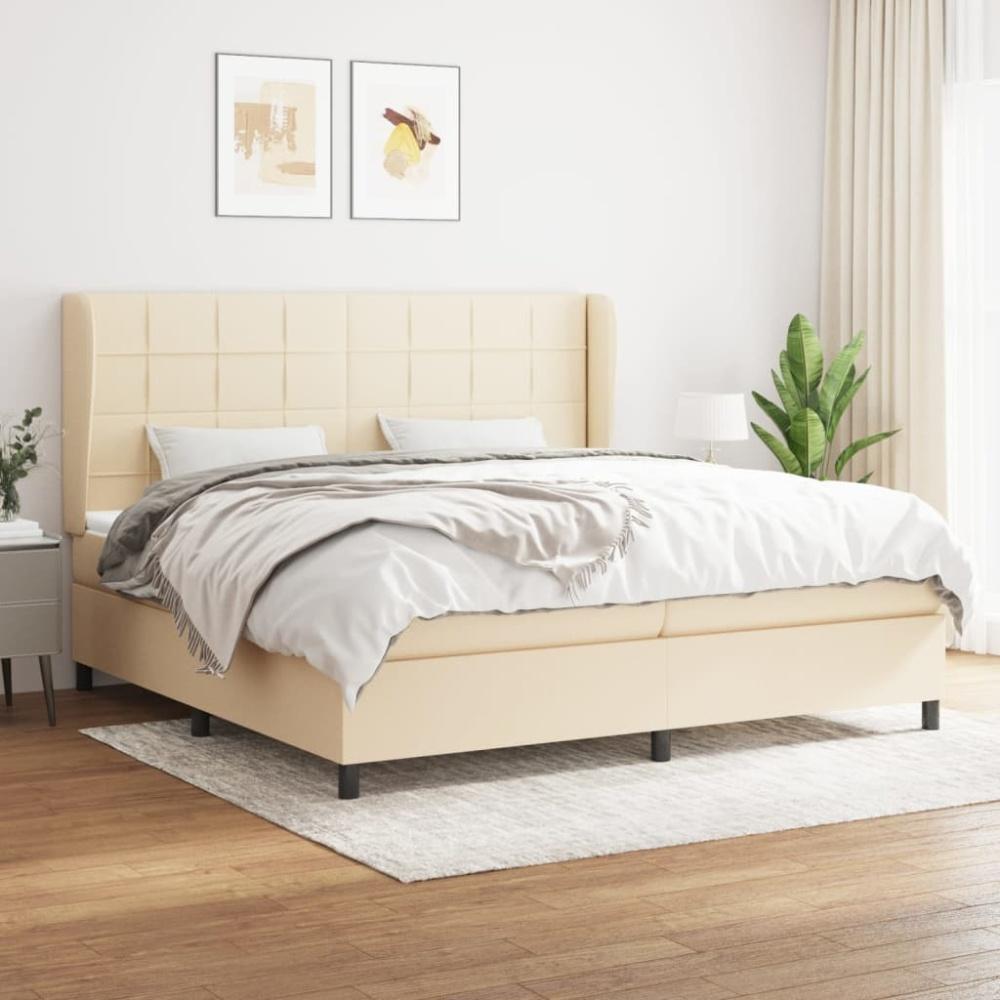 Boxspringbett mit Matratze Stoff Creme 200 x 200 cm, Härtegrad: H2 [3127994] Bild 1