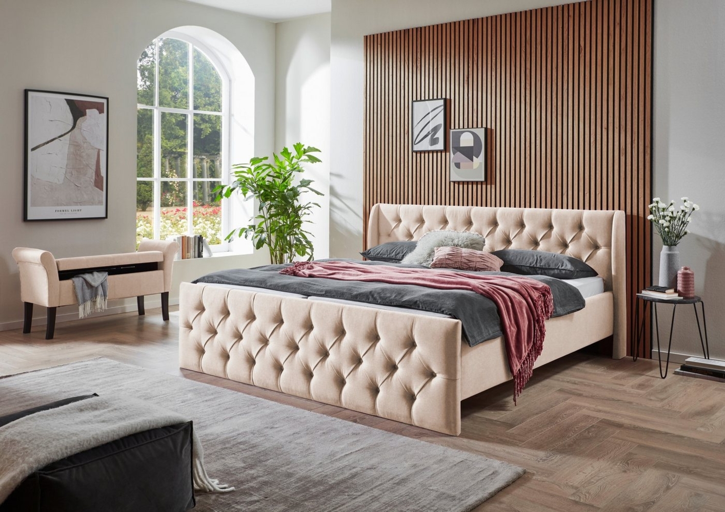 ATLANTIC home collection Bettgestell TAMINA mit Chesterfieldoptik Kopf- und Fußteil, erhältlich in den Breiten 160cm & 180cm Bild 1