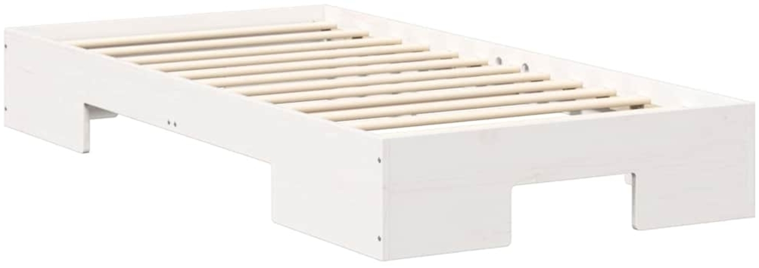 vidaXL Bodenbettgestell Weiß 90 x 200 cm Massivholz Kiefer 873047 Bild 1