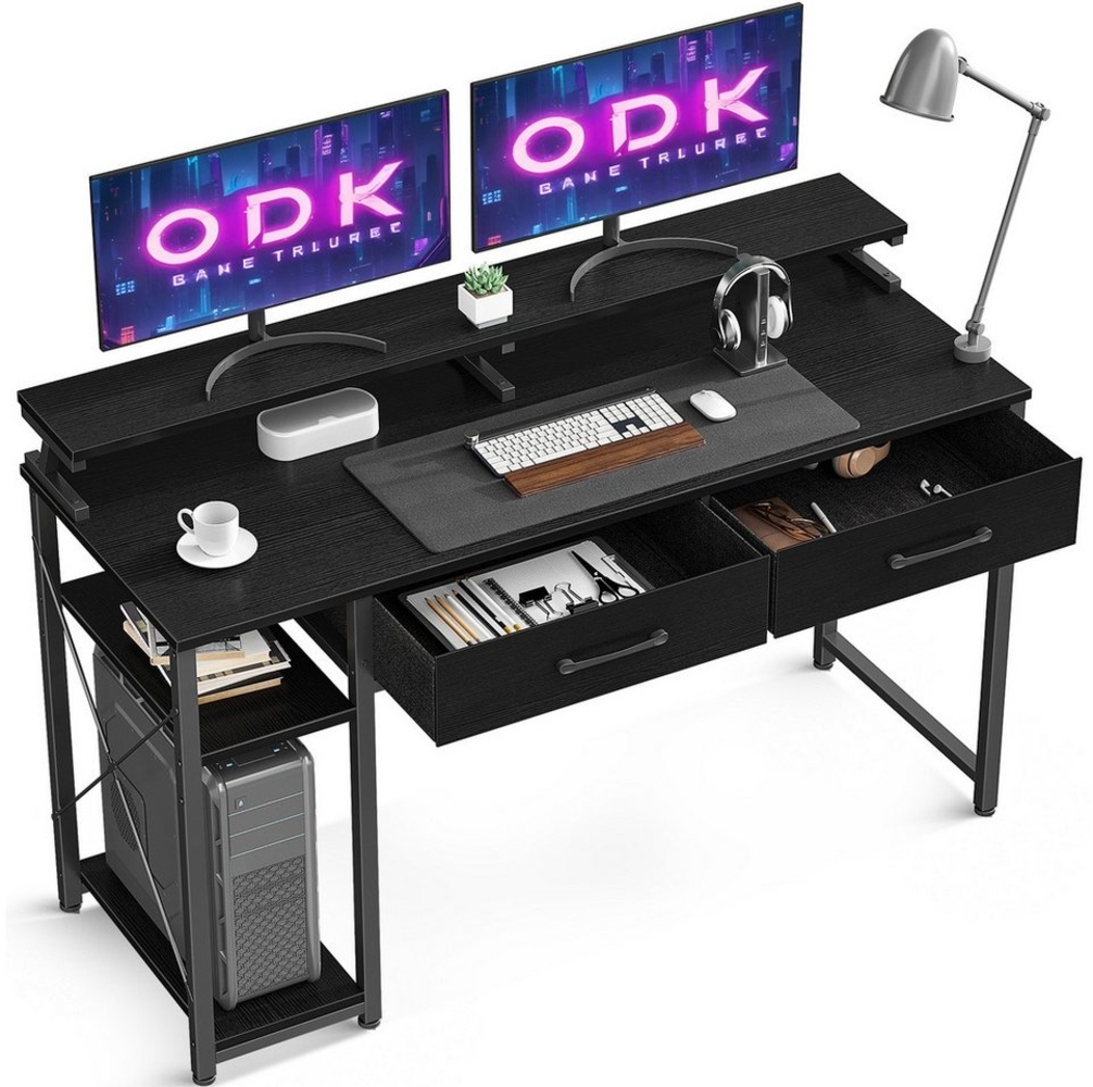 ODK Computertisch Schreibtisch mit Regalen und Monitorständer,2 Schubladen (1-St), 120x50x87cm Bild 1