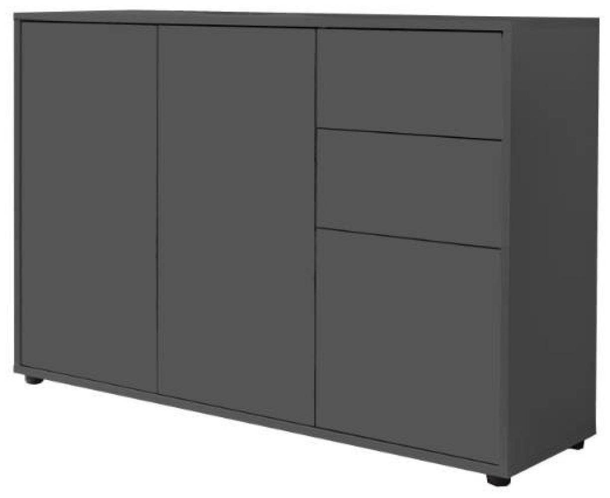 BMG Möbel Kommode Mailand 10 (Sideboard, Einzelkommode), grifflos, viel Stauraum, 106 x 73 x 33 cm, Korpus Anthrazit Bild 1