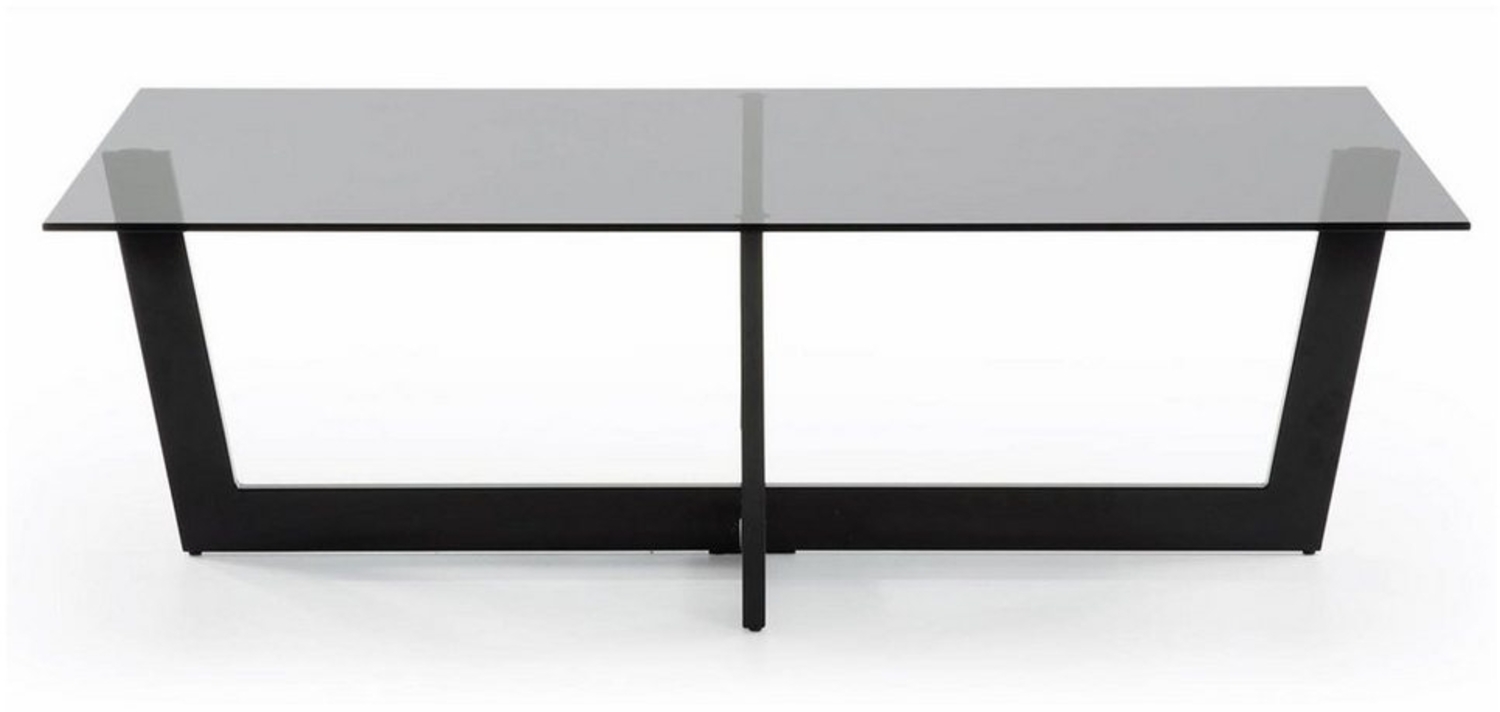 Natur24 Couchtisch Couchtisch Plam Glas schwarz Stahlstruktur 120x70cm Tisch Bild 1