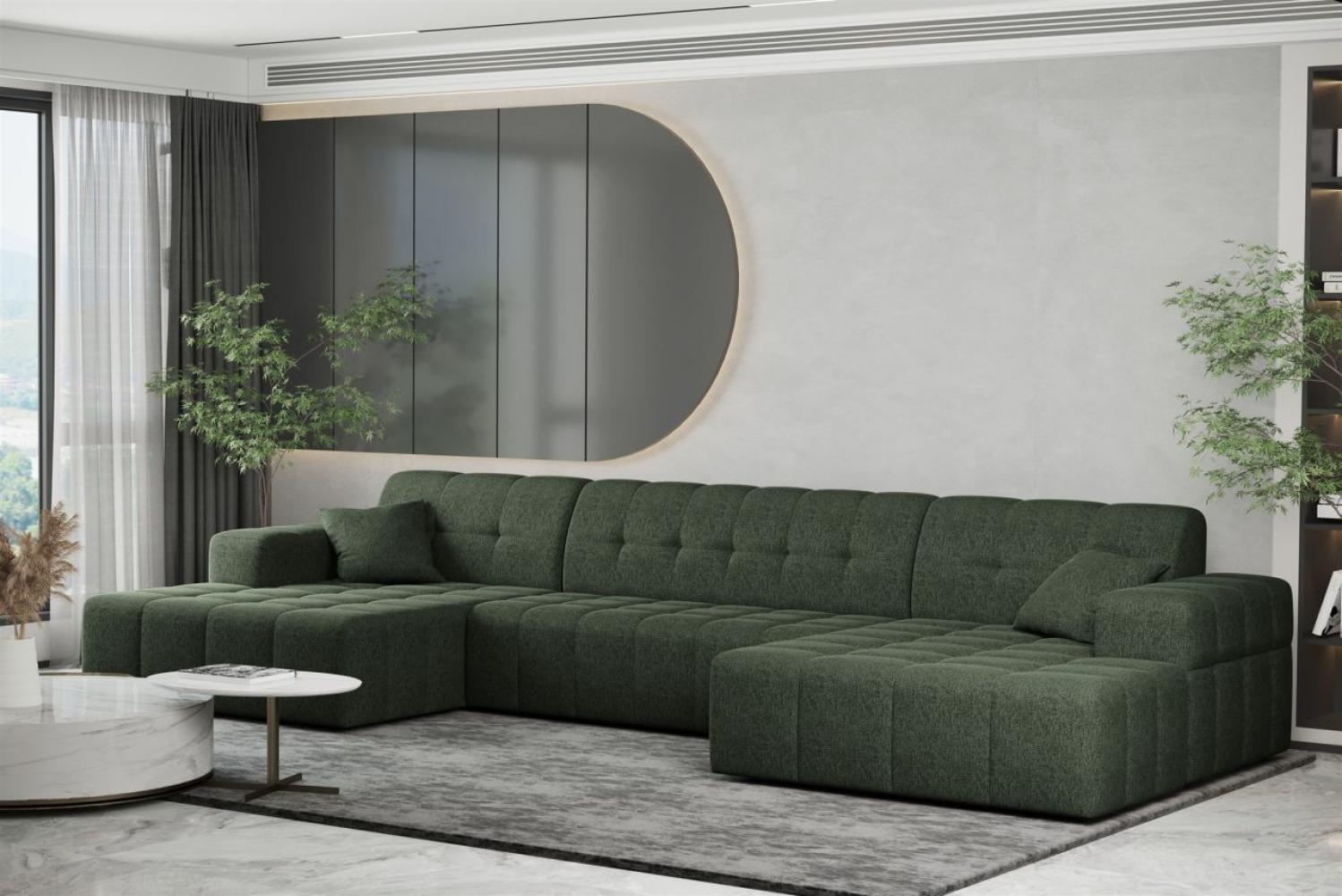 Wohnlandschaft Sofa U-Form NANCY in Stoff Neve Tannengrün Bild 1