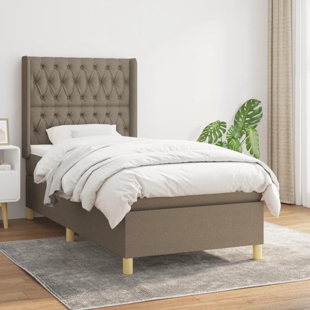 vidaXL Boxspringbett mit Matratze Taupe 100x200 cm Stoff 3132213 Bild 1