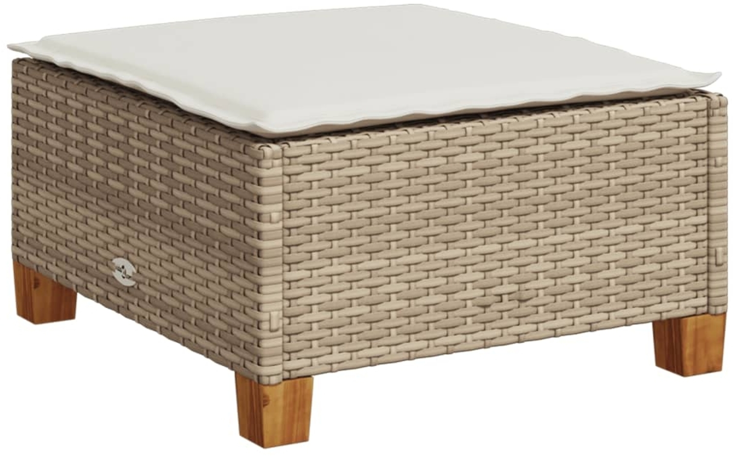 vidaXL Gartenhocker mit Kissen Beige 63,5x56x32 cm Poly Rattan 365913 Bild 1