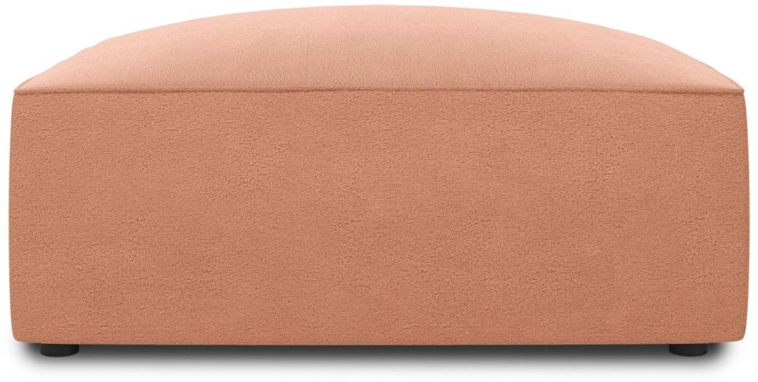 Micadoni Samtstoff Pouf Hocker Ruby | Bezug Pink | Beinfarbe Black Plastic Bild 1